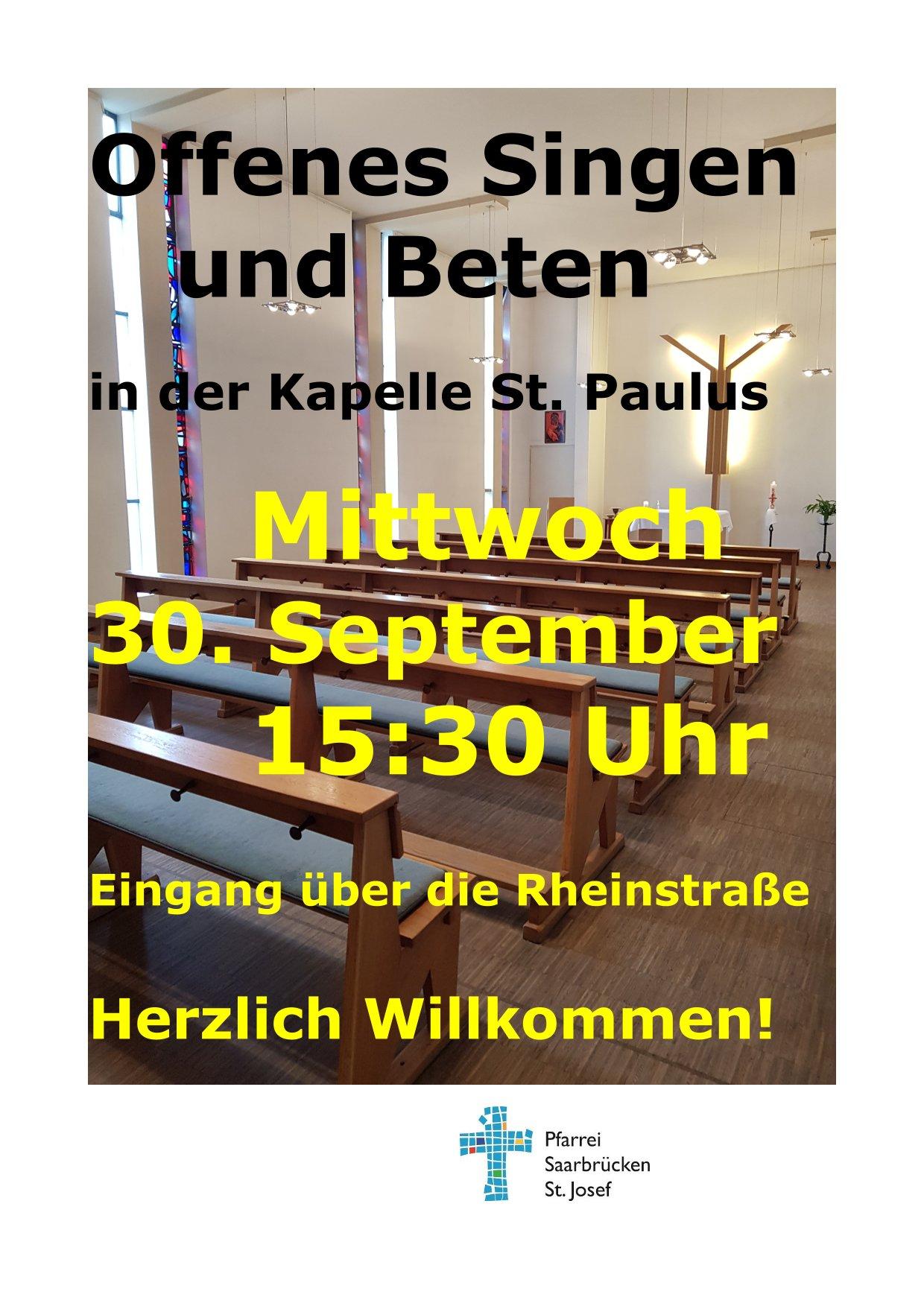 Plakat Offenes Singen und Beten30.09.2026